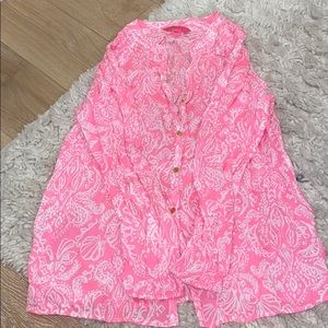 Lily Pulitzer pink and white paisley shirt